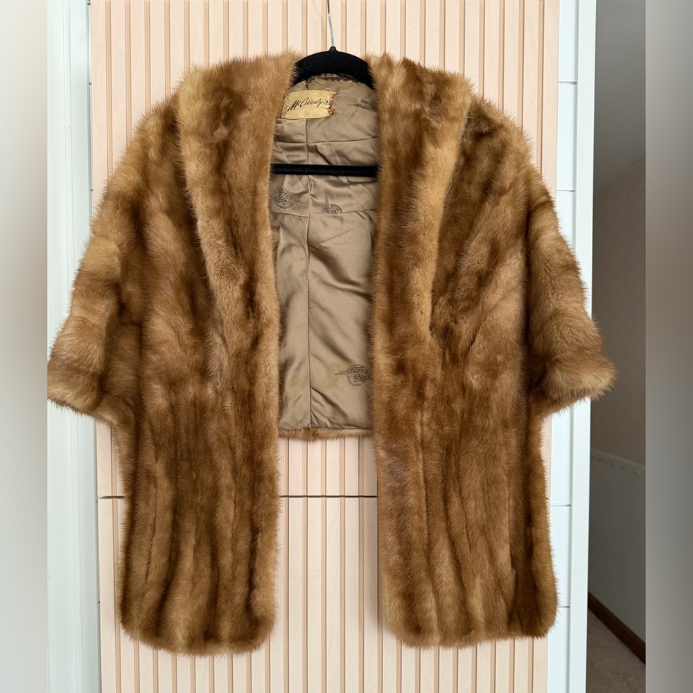 Vintage Fur Mink Stole Coat Jacket - 1950s-60's Hollywood Glam, Wedding